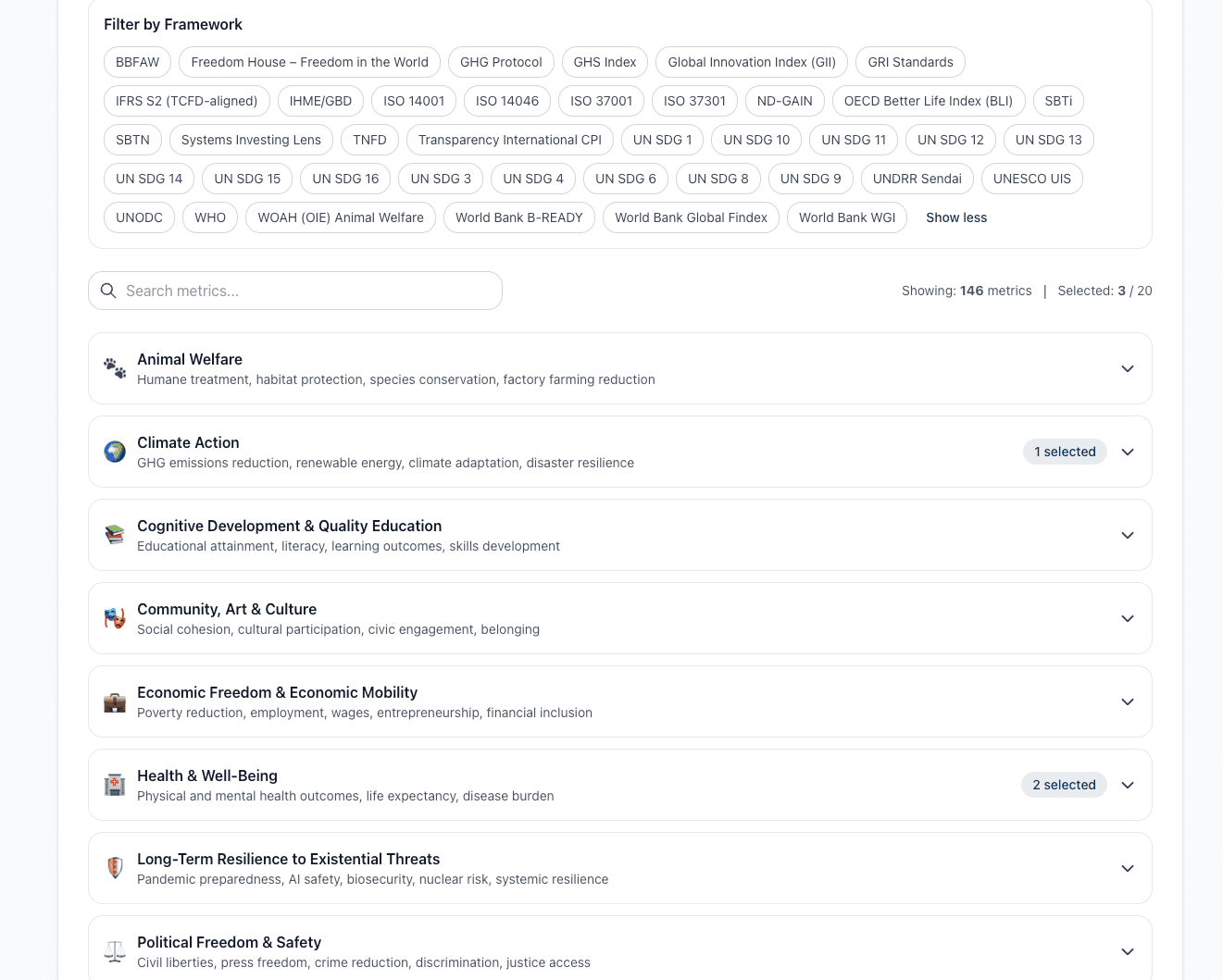 Goal definition interface